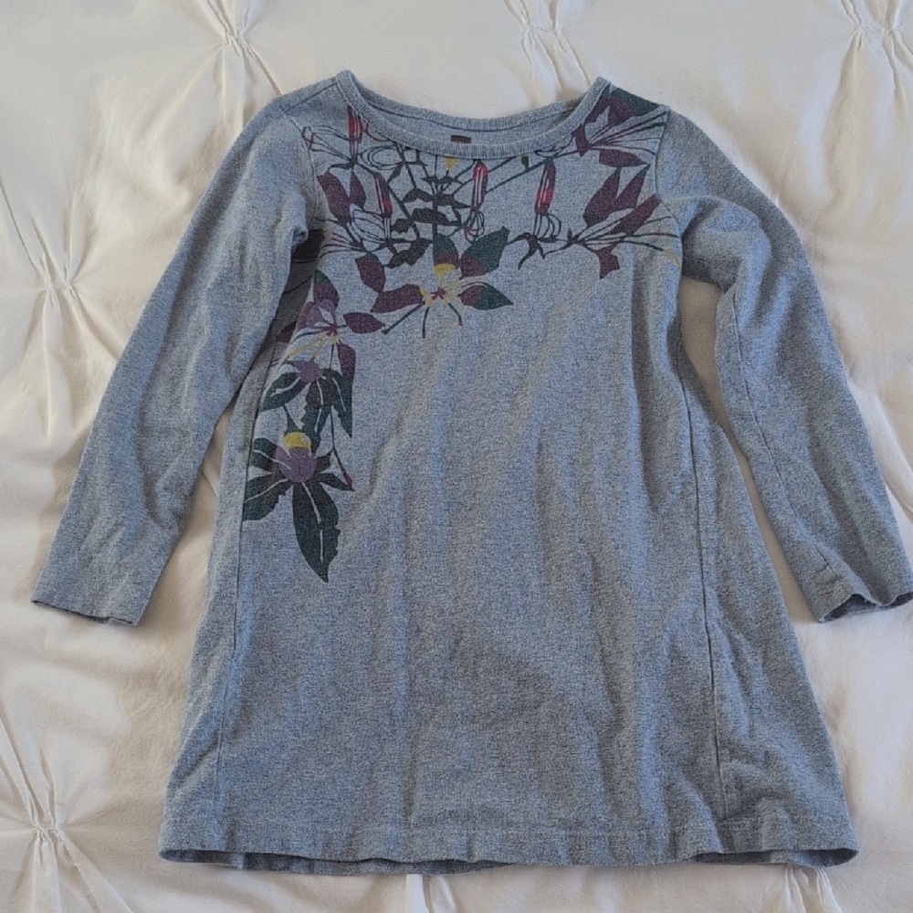 Floral Long Sleeve Kids Top - Gray